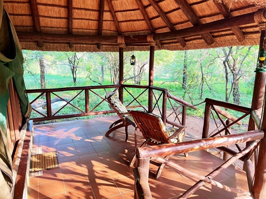 Private veranda with a view of a waterhole