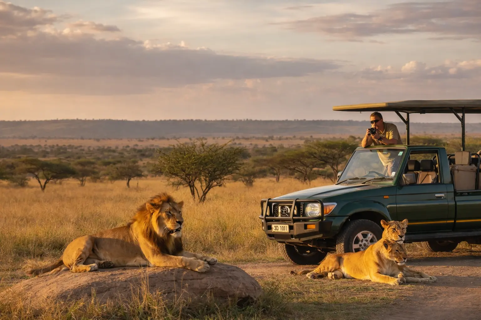 Safari landscape at sunset